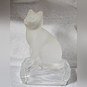 Vintage Frosted Glass Cat